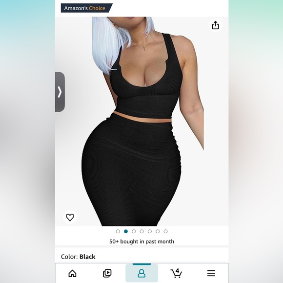 Plus size XXL women’s 2pc black ribbed Maxi Bodycon Skirt and crop tank top - Picture 2 of 2